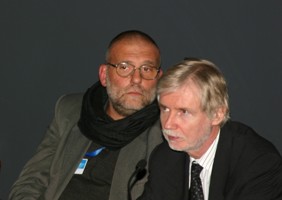 Father Paolo Dall'Oglio and Foreign Minister Erkki Tuomioja met at the Anna Lindh Foundations's award ceremony in Tampere.